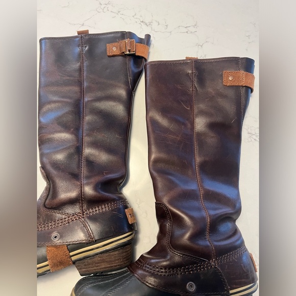 Sorel Slimpack Tall Boots nutmeg brown leather upper equestrian size 6 US - Picture 5 of 10